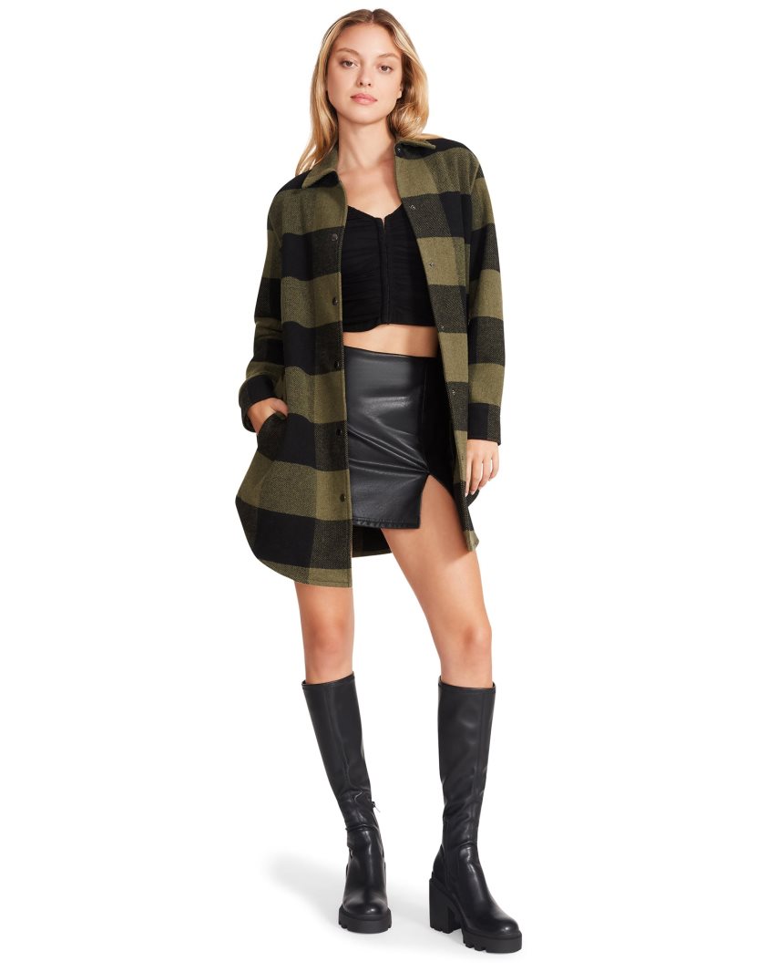 Abrigos Steve Madden Eldridge Plaid Mujer Verde Oliva Negras | ES YF42S6
